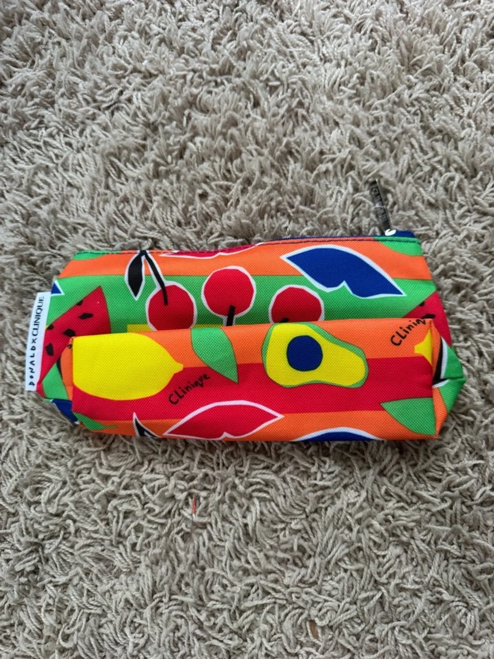 Clinique Kids Bright Fruit Print Pouch - Orange, Yellow, Green, Red, Black